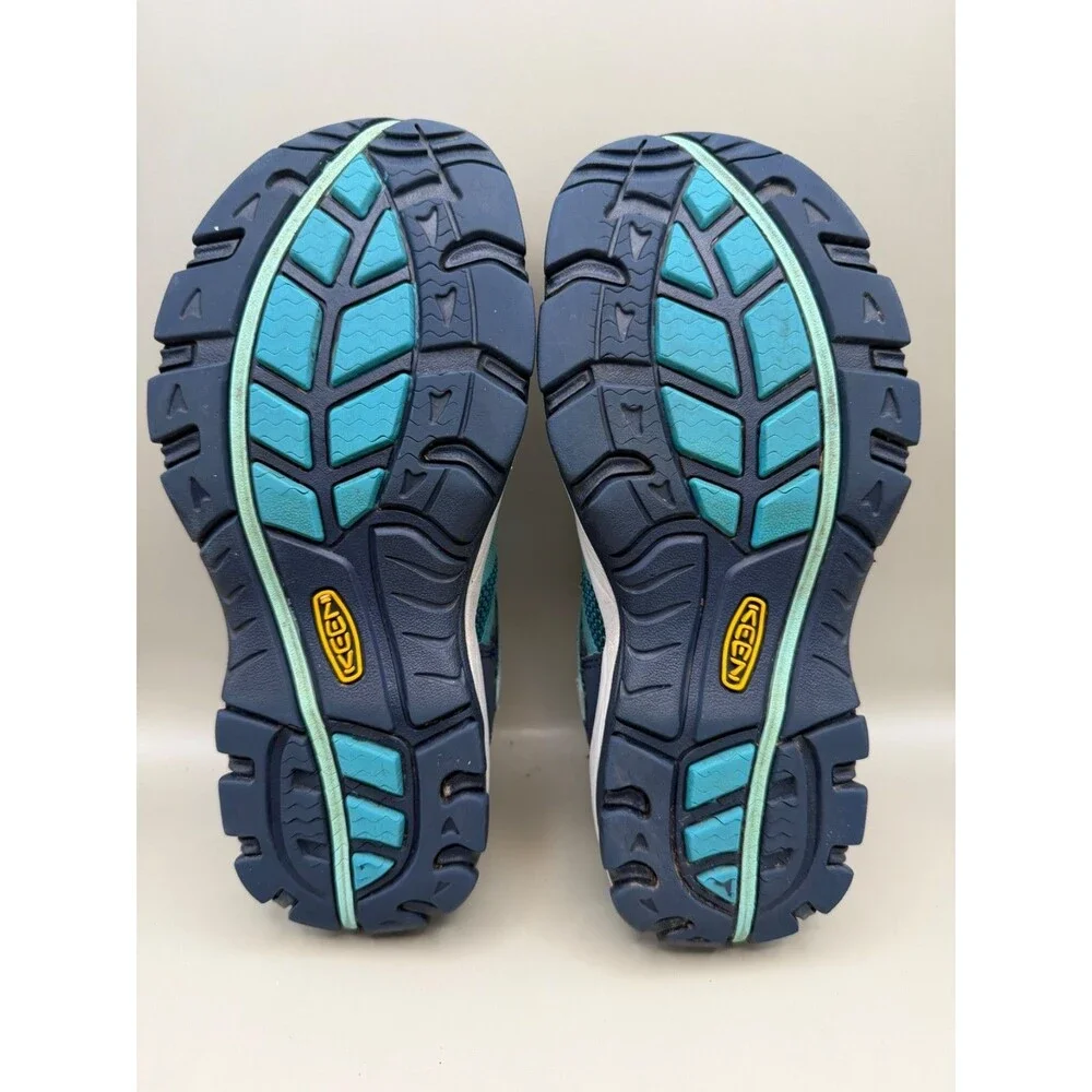 Keen Womens Hiking Size 7 W Teal Navy Low Top Bungee Cord Mesh Shoes